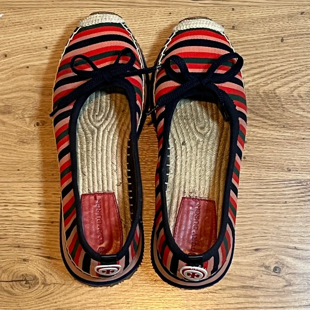 Tory Burch Daisy Sport Espadrille Flats Womens 10.5 Color Striped Canvas Slip On